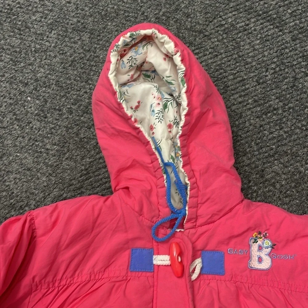 Vintage OshKosh B'gosh Hooded Pink Jacket 18 Months Toggle 90s Little Girl